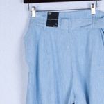 NWT INC International Concepts Womens Linen Blend Paper Bag Shorts Size L Casual Blue Size L Photo 3