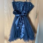 Sean Collection Strapless Sweetheart Cut Crystal Short Ruffle Homecoming Dress Photo 5