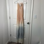 Lulus NWOT women’s peachy orange gray cream flowy halter tied maxi dress XS Photo 2