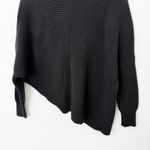 Free People [] Black Downtown Sweater Ribbed Knit Asymmetrical Hem Oversized XS Photo 6