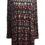 Joyland Women's XL Long Sleeve Christmas Gingerbread Cookie Candy Print Dress Black Photo 0
