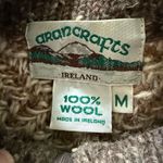 Aran Crafts 2 Way Zip 100% Wool Sweater Colorblock Tweed Half Sleeves Ireland M Brown Size M Photo 6