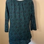 Lucky Brand Dark Teal Black Floral Print 3/4 Sleeve Tee Small Photo 1