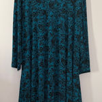 Woman Within  Plus Size 3X Teal Paisley Sharkbite Hem Flowy 3/4 sleeve‎ Tunic Top Photo 0