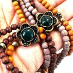 Lucky Brand wood beaded multi strand green flower necklace Photo 4