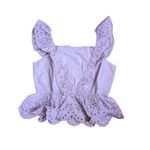 Koko + Mason eyelet lilac ruffle peplum top Large Purple Photo 2