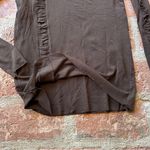 Elegant Brown Ruffle Trim Top Ruching Transparent Sheer Long Sleeve Size XS/S Photo 3