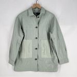 ZARA Combination Oversized Mint Faux Leather Button Front Shacket Size S Photo 1