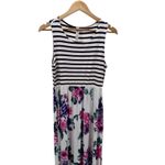 Vanilla Bay Striped‎ Floral Maxi Dress Medium Boho Knit Stretch Casual Boutique Style Comfy Photo 1
