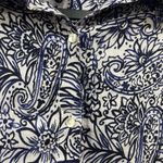 Sigrid Olsen  Short Sleeve Linen Top Floral Paisley Button Up Size Large Photo 4