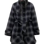 Jones New York Wool Blend Plaid Pea Coat L Photo 5