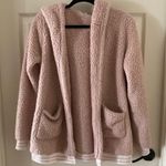 Pale Pink Oversized Hooded Teddy Cardigan Jacket Sweater Ultra Soft Cotton Blend Photo 1