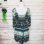 Band of Gypsies Blue Boho Floral & Paisley Dress Size Medium Photo 10