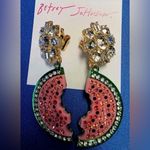 Betsey Johnson Backyard WATERMELON SLICE SUMMER FUN EARRINGS IN GOLD TONE- NEW Photo 3