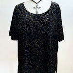 Notations  Vintage Black Velvet Top Whimsigoth Gothic Romantic Holiday 1X Photo 0