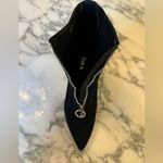 Bar III NIB BRIGETF BY Black Microsuede Stiletto Booties Silver Zipper/Trim 9.5 Photo 4