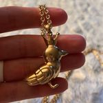 Liz Claiborne  Beautiful Bird w/ Crown Necklace 18” Pearl Head & Gem Stone Body Photo 4