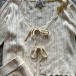 Hippie Rose  Light Yellow Ribbed Knit Top Photo 2