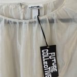 Future Collective Sheer Balloon Long Sleeve Blouse NWT Size 3X Cream Color Photo 4