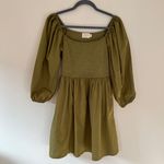 Nation Ltd Heddie Puff Sleeve Babydoll Cotton Poplin Mini Dress Lichen Green Photo 1