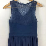 Azazie  Pleated Lace Chiffon Dress Blue Photo 4