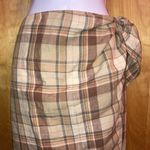 Ralph Lauren Tan Plaid Linen Wrap Around Skirt Vintage - Sz 4/6 Photo 1