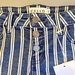 Cello Denim Shorts Womens Sz S Blue White Striped Raw Hem Button Fly 2.5" Inseam Photo 2