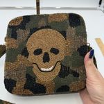 Moyna Fully Beaded Satin Back‎ Camouflage Skull Crossbody Gold Photo 1