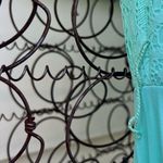 60s 70s blue polyester accordion pleat skirt lace top sheer sleeve maxi dress Photo 2