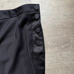 LEWIT Tuxedo Ankle Pants Wool Blend Straight Leg Side Satin Trim Size 16 Black Photo 3