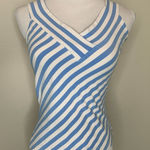 Talbots Blue White Stripe Stretch Crop Top Vintage Y2K Small Photo 0