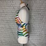 Medium One Piece Swimsuit Rainbow Leaf Pattern White Photo 3