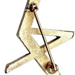 Vintage Womens Brooch Gold Tone Metallic Round Rhinestone XL Initials Photo 5