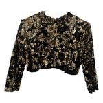 ZARA BASIC Black & Gold Sequin Cropped Top | Long-Sleeve Party | Size L Photo 0