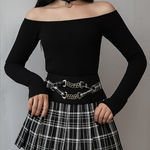 Tripp NYC  Pkeated Plaid Chain Mini Skirt. small Photo 0