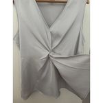 Calvin Klein NWT Twisted Surplice Top Metallic Silver Sleeveless V Neck Size L Photo 5