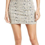 Free People Modern Femme Skirt in Cream & Blue Cotton Mini Denim Size 2 NEW Photo 0