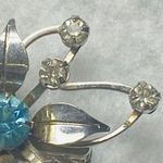 Silver Tone Flower Pin Brooch Pendant Filagree Rivet Construction Rhinestones Photo 5