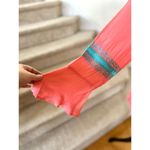 Maison du Caftan Coral Pink & Teal Metallic Embroidered Tunic Size XL Photo 6