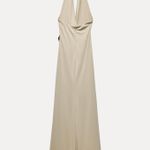 ZARA  dress maxi bodycon fitted halter plunge neck open back evening wedding  Photo 16