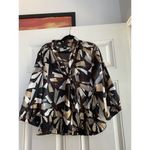 Apostrophe  Women's Blouse Top Waist Tie Geometric Brown Grey‎ White Size XL Photo 1