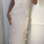 Meshki  Suki Knit Dress Maxi Flowers Nude Photo 0