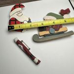 Santa Claus Christmas Holiday Brooch Pin Lot Of 3 Wood / Cinnamon Stick Photo 6