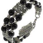 BEADED SILVER & BLACK CHARM BRACELET Photo 0