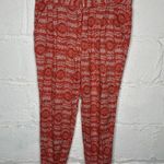 Free People  Women's Linen Blend Orange Printed Ankle Boho Summer Pants Size 6 Photo 0