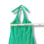 Glam Y2K Vintage Green Embroidered Floral Halter Dress Made in USA Size M Photo 3