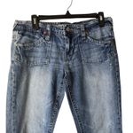 Maurice's Y2k Jeans 9/10 Blue Denim Bootcut Mid Rise Distressed Pockets Photo 2