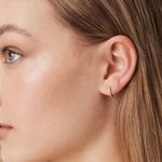 14K Gold Plated Cubic Zirconia Cuff Earrings Huggie Stud Photo 3