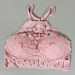 Victoria's Secret Victoria’s Secret Pastel Pink Glitter Iridescent Metallic Halter Lace Bra-Top Bralette Brassiere Bustier Lingerie Size XS 💕 Photo 0