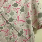 Greentown Womens Scrubs Scrub Smock Top Shirt S Small Breast Cancer Pink Ribbon Photo 2